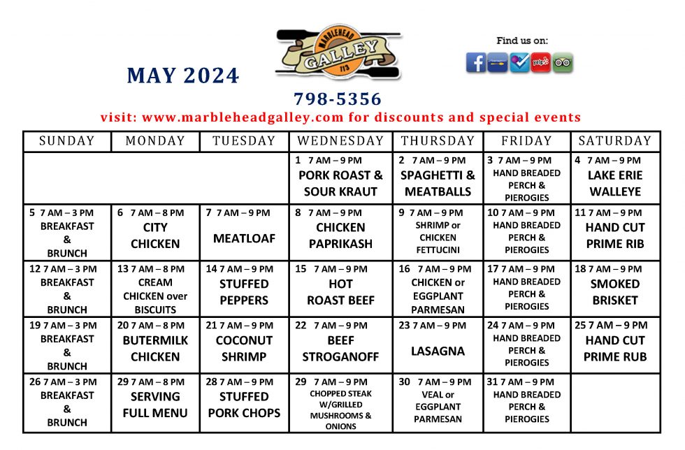 Daily Specials Marblehead Galley & Freighters Lounge Marblehead